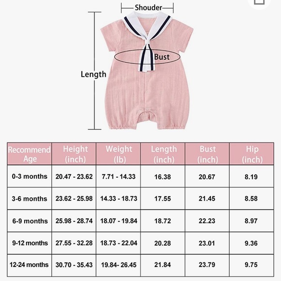 NWT Pureborn Muslin Cotton Baby Pink Sailor Outfit 3-6 MO - Picture 7 of 9